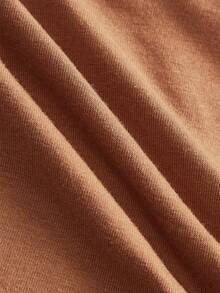 Ocili Quần short cotton thoải mái đơn giản kiểu bạn trai có cạp chun logo, thời trang mùa thu dễ chịu - Cà phê nâu - Xem 8