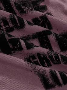 ROMWE EDITION Romantic Punk Cross & Letter Print Off Shoulder Long Sleeve T-Shirt Top For Women - Dusty Purple - View 4