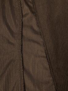 Flirla 大码女式休闲街头风格灯芯绒长袖夹克，秋冬 - 巧克力棕 - 查看 6