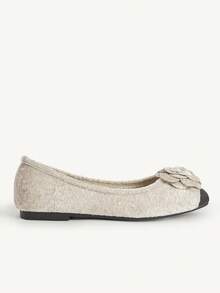 CUCCOO CHICEST Beige Floral Print Comfortable Women Flat Shoes - Apricot - View 6