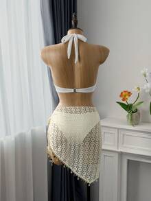 Bellisia 女士浅黄色镂空罩衫 - 米色 - 查看 3