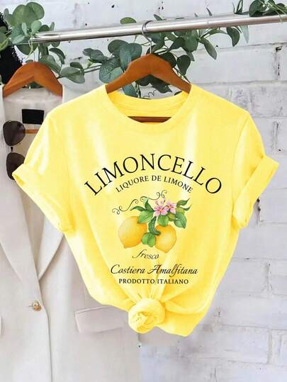 SHEIN Holidaya Limoncello T-Shirt, Amalfi Coast Italy Lemons T-Shirt
