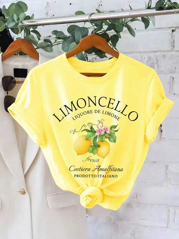 SHEIN Holidaya Limoncello T-Shirt, Amalfi Coast Italy Lemons T-Shirt
