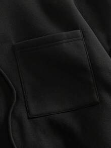 EASEVO Casual Patchwork Contrast Color Loose Hoodie Sweatshirt For Plus Size Men, Long Sleeve Top - Black - View 4