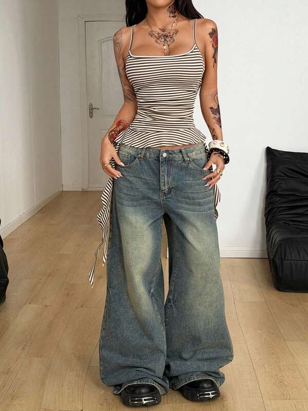 Coolane Atuendo casual de mujer para salir, uso diario y estilo urbano, con top beige y marrón, conjunto de otoño