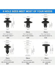 50/100 PCS Nylon Car Push Retainer Clip Kit - 6 Sizes Assorted Rivet Fasteners For Bumper, Door & Auto Body Trim Panels, Retainer Clips With Storage Box - Multicolor - View 8