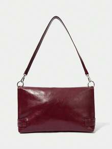 SHECARRY PU LEATHER WOMEN'S SHOULDER BAG RETRO  WINE RED  FOR PARTY - Burgundy - View 4