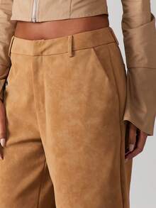 MISSGUIDED 女士麂皮阔腿百慕大短裤 - 高腰夏季节日休闲装 - 棕色 - 查看 5