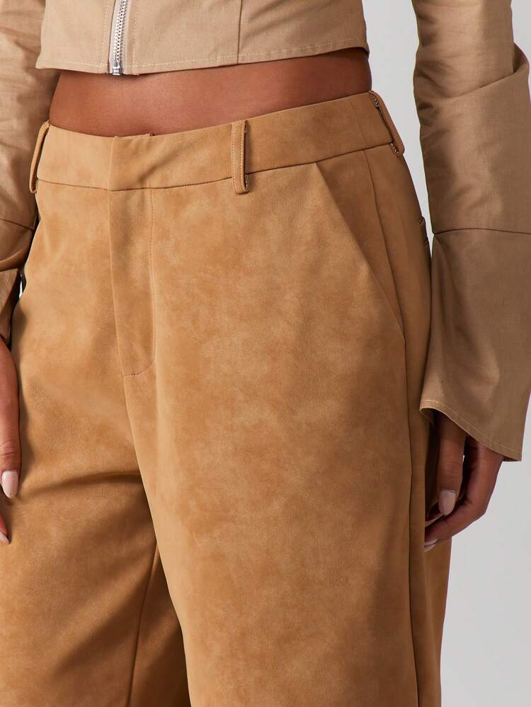 MISSGUIDED Pantaloncini bermuda a vita alta in camoscio a gamba ampia per donna - Abbigliamento casual estivo da festival