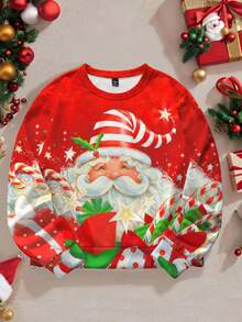 Manfinity Homme Men's Cute Santa Claus Red Pullover Sweatshirt Christmas Sweatshirt For Men - Multicolor - View 4