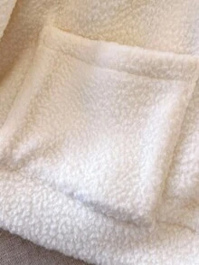 GlowEve CURVE 大码女士休闲日常通勤简约纯色拼布口袋金属单排扣毛绒开衫，冬季