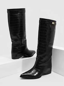 Daringsoles Women's Pointed Toe Fashion High Heel Knee-High Boots, Suitable For Party Occasions For Christmas - Black - View 9