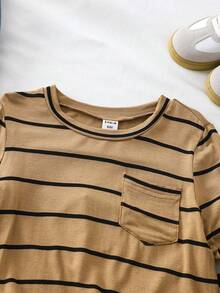 SHEIN Vintaside Kids 3pcs/Set Young BoyStriped T-Shirts, Autumn/Winter Undershirts - Multicolor - View 4