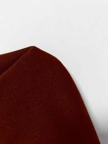 SHEIN LUNE 纯色泡泡袖卫衣连衣裙，适合新年穿着 - 棕色 - 查看 7