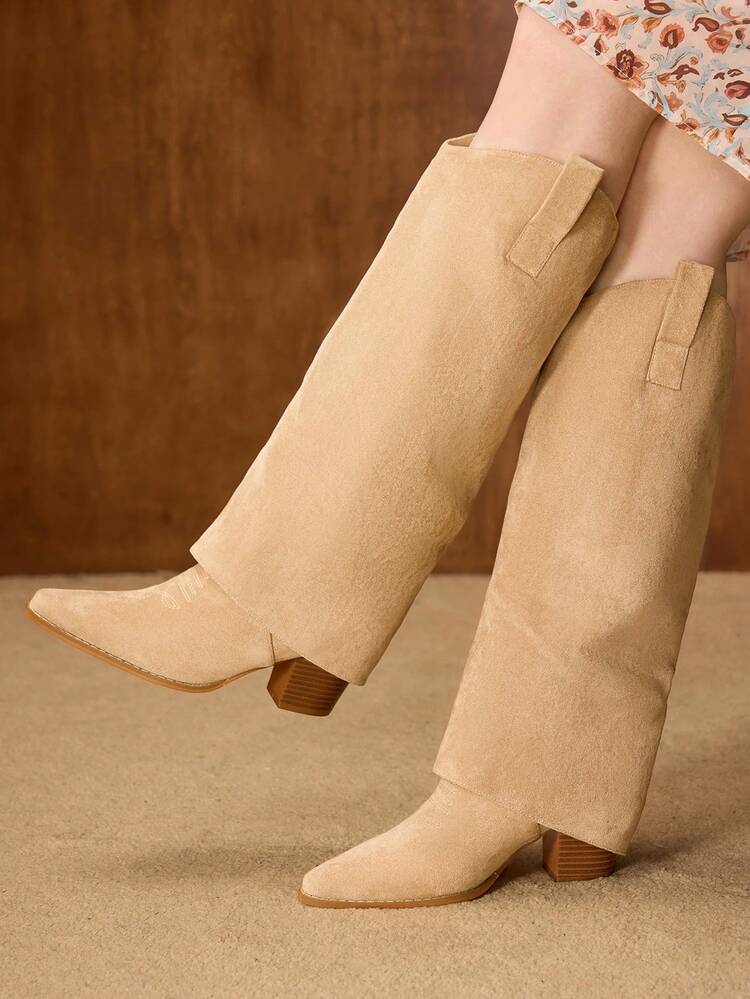 CUCCOO VINTAGE EMBROIDERED WESTERN KNEE-HIGH BOOTS FOR CHRISTMAS