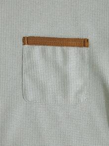 Manfinity Homme 男士休闲宽松圆领长袖口袋T恤 圆领衬衫 男士休闲上衣 - 淺灰色 - 查看 5