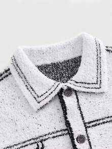 EASEVO Plus Size Men's Casual Loose Knitted Vest With Pattern, Autumn/Winter - Black and White - View 3