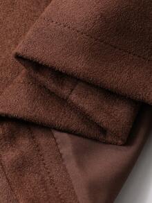 DAZY Women's Turndown Collar Brown Waist Cinched Short Casual Regular Jacket Women Coats - Brown - View 9