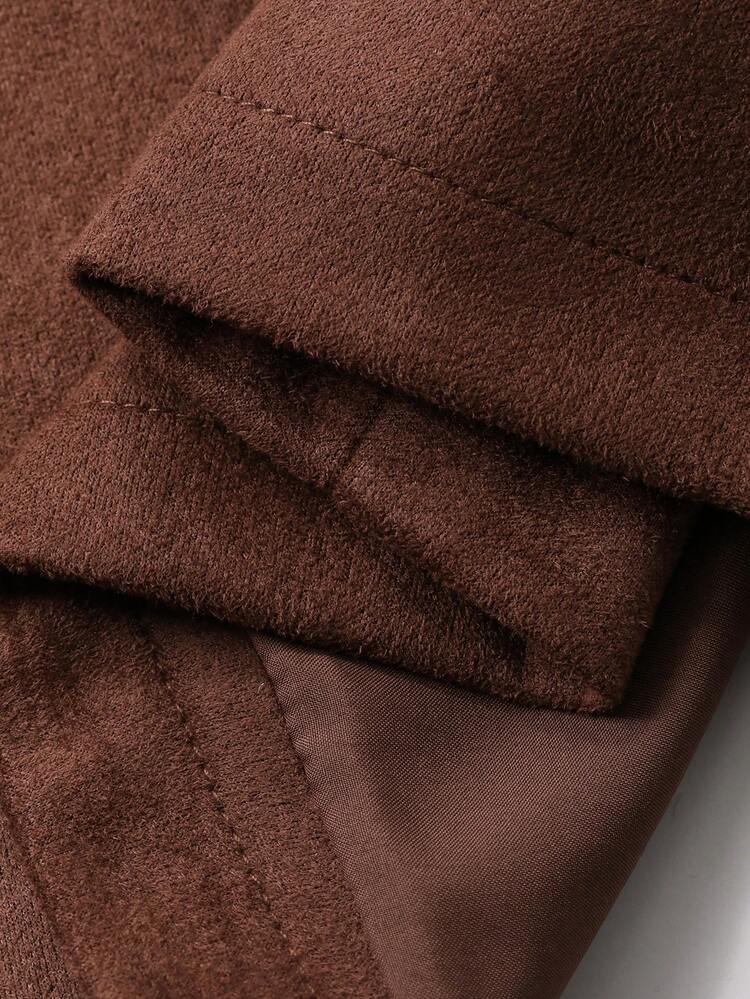 Women's Turndown Collar Brown Waist Cinched Short Casual Regular Jacket Women Coats