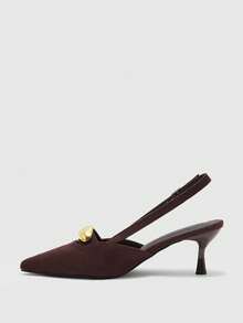 CUCCOO BIZCHIC 女士后绑带蝴蝶装饰洛丽塔高跟鞋，酒红色 - 棕色 - 查看 10