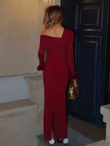 Elyressa Vestido elegante y romántico de otoño para mujer - Burdeos - Ver 2