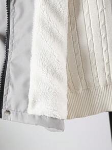 SHEIN Vacaura 两件套男童休闲户外印花撞色外套和裤子，带保暖内衬，秋冬季