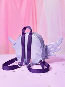 My Little Pony X SHEIN 1个卡通图案印花立体翅膀迷你背包，肩带长度可调节，休闲包，旅行包，适合女孩、男孩、青少年、女性，暮光闪闪 - 淡紫色 - 查看 10