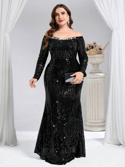 Coutiva Luxury Sequin Embroidered Formal Dress, High-End Elegant Party Gown