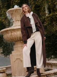 MOTF PREMIUM WOOL DOUBLE BREASTED OVERCOAT, FALL WINTER - Mocha Brown - View 9