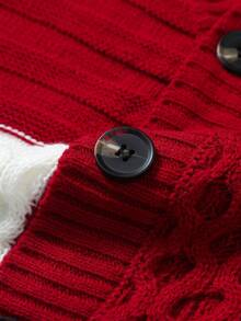 Manfinity Homme Men's Contrast Color Long Sleeve Single-Breasted Casual Knit Cardigan, Autumn/Winter - Red - View 6