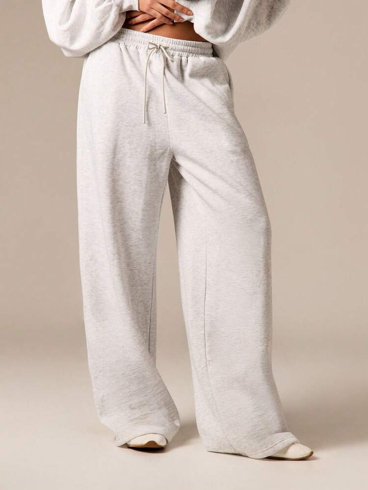 High Waisted Wide Leg Sweatpants With Drawstring