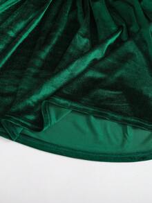 SHEIN Váy dài tay màu xanh ô liu dành cho bé gái tuổi teen - Màu xanh lá cây đậm - Xem 7