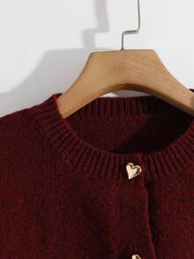 Modelyn 女士纯色优雅心形纽扣单排扣针织开衫和针织迷你裙套装