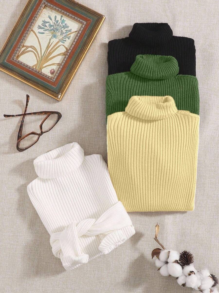 Franclia 4 Stücke/Set Damen Lässig einfarbiger Pullover