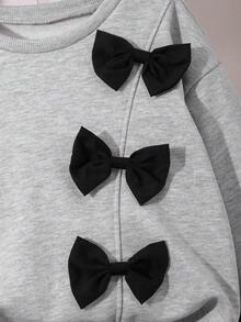 Sparklyn 2件套：蝴蝶结点缀卡其色长袖运动衫和黑色百褶迷你裙 - 彩色 - 查看 4