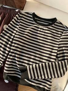 Comfortcana 女士休闲中厚圆领长袖仿两件套T恤 - 彩色 - 查看 5