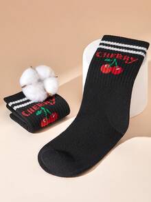 LUVLETTE 1双男女通用姜饼人圣诞新年主题中筒袜，透气吸汗，休闲百搭，适合圣诞节、秋冬季、上学及日常穿着。