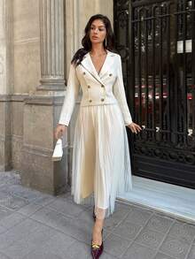 Firerie Damen eleganter doppelreihiger Mantel mit Langarm, Herbst/Winter