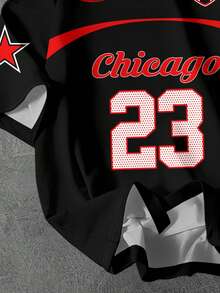 SHEIN EZwear Áo thun nữ cổ tròn chất liệu jersey phong cách Y2K, số 23, kiểu áo jersey, áo đua xe, thời trang đường phố, cổ điển, mùa tựu trường, retro, mùa thu, trang phục thường ngày nữ, mùa thu đông, hip-hop. - Nhiều màu - Xem 3