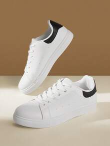 CUCCOO EASI 男士休闲运动鞋滑板鞋防走光学生运动滑板鞋百搭款式简约小白鞋 - 白色 - 查看 7