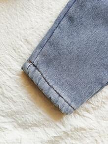 Vintaside Kids Pantaloni di jeans lavati versatili e semplici con fodera in pile, adatti per bambini maschi in autunno/inverno, ideali per uso casual a casa, passeggiate e shopping