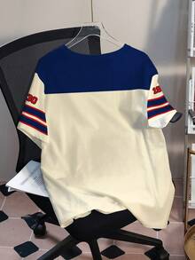 Betty Boop x SHEIN Plus Size Women's Casual Fashion Street Chic Daily Commute Cartoon Letter Print Contrast Color Loose Short Sleeve T-Shirt - White - View 2