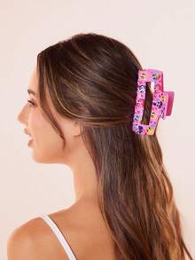 My Little Pony X SHEIN Kẹp tóc cỡ lớn màu hồng ngọt ngào, kiểu dáng thời trang, in hình kỳ lân hoạt hình dễ thương, thích hợp để tạo kiểu tóc đẹp, là món quà ý tưởng tuyệt vời. - Hồng - Xem 6