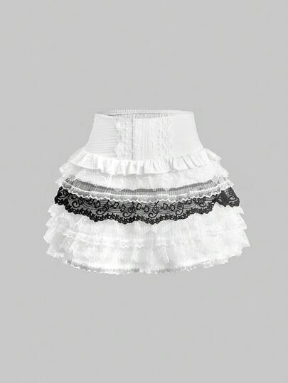 J-Fashion Jupe mini en dentelle à motif de notes de musique douces inspirées de l'anime pour femmes