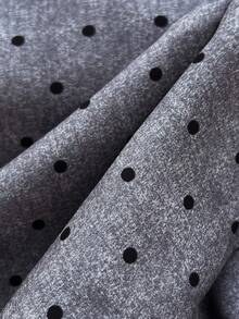 Elamini Women's Fashion Polka Dot Print Double-Breasted Blazer & Skirt Set - Grey - View 6