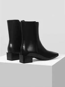 MOTF 侧拉链奢华时尚方头短靴 - 黑色 - 查看 8