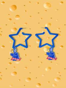 TOM & JERRY X SHEIN Boucles d'oreilles pendantes pour femmes - Bleu azur - Voir 1