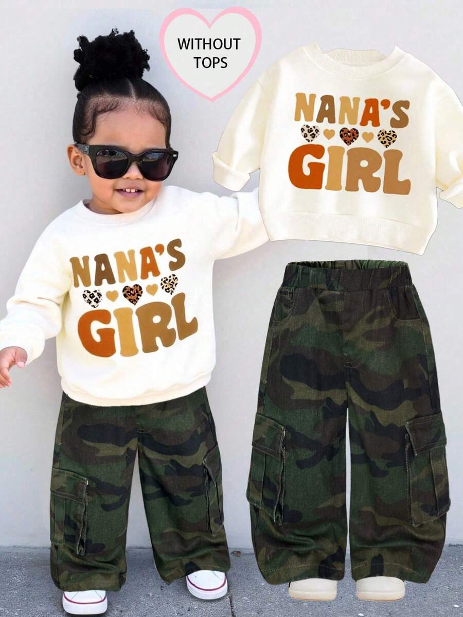 SHEIN Baby GirlCamouflage & Tree Branch Print Loose Fit Jeans - Multicolor - View 1