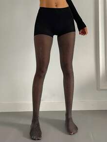 DAZY Women's Fashionable Sexy Semi-Sheer Bow Footless Tights