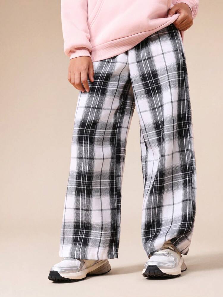 Plaid Wide Leg Casual Pants